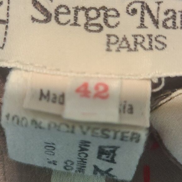 Ladies Serge Nancel Paris Blouse Tan With Stripe And Floral Design - Picture 3 of 9